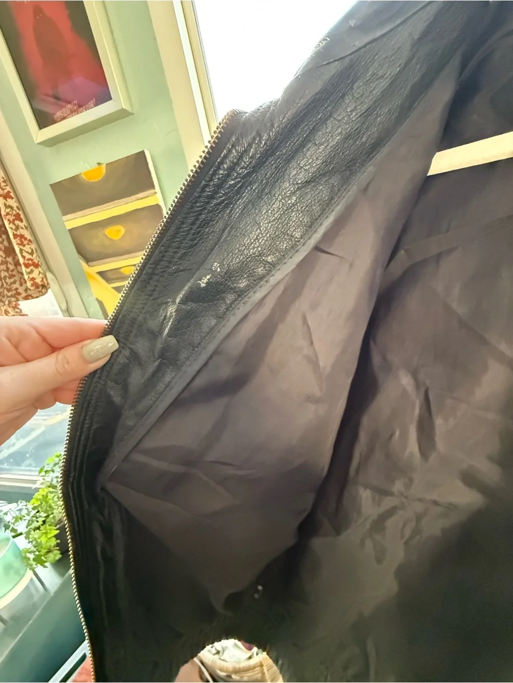 Vintage Black Leather Bomber Jacket - Kangaroo - Picture 4 of 6